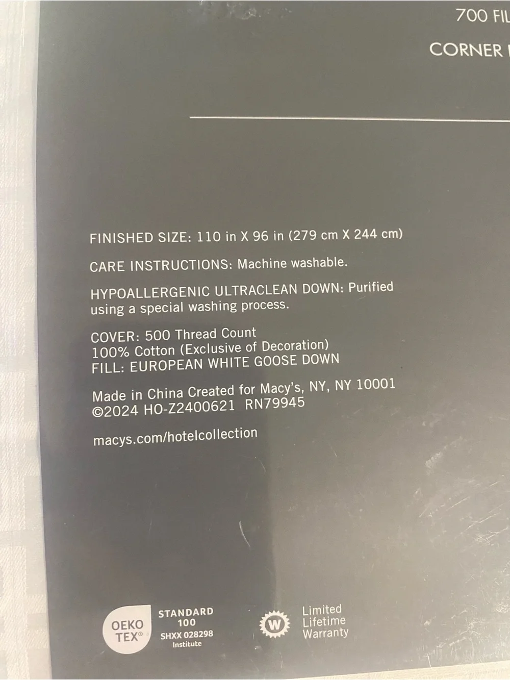 Hotel Collection Goose Down Comforter - White king Medium Weight